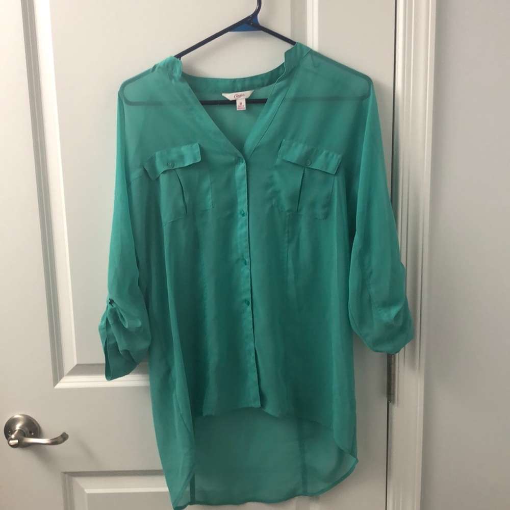 Kelly green high low blouse